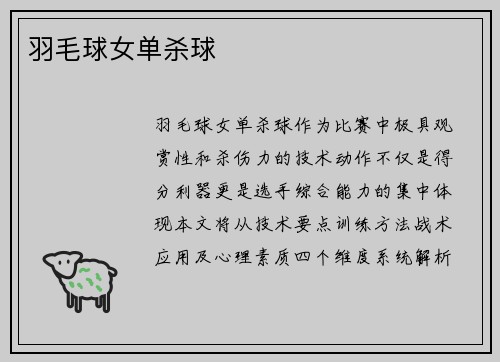 羽毛球女单杀球