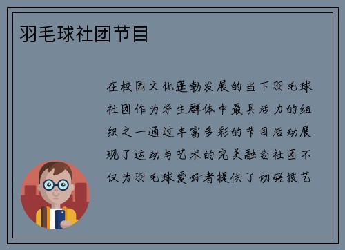 羽毛球社团节目
